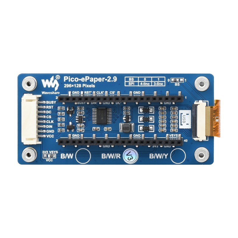 Display Epaper 2.9 - Waveshare Pico-ePaper-2.9-B,2.9inch E-Paper E-Ink Display Module