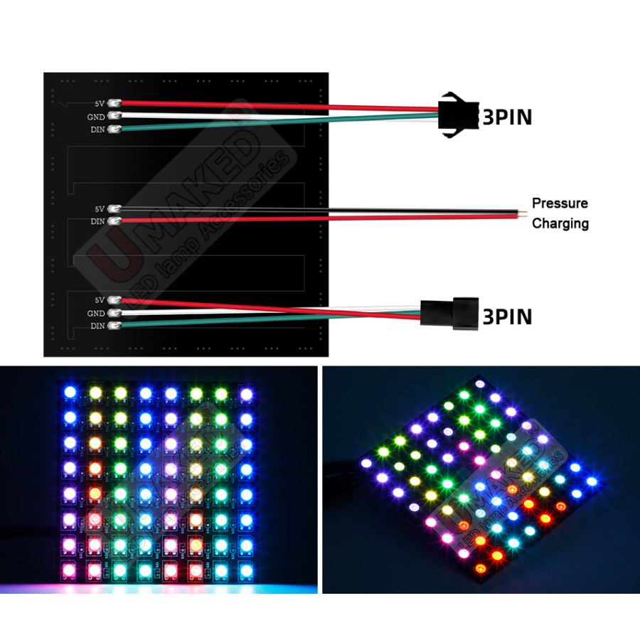 2pcs WS2812B Individually Addr - Rgb Led Matrix 8X8 ulasan dan harga