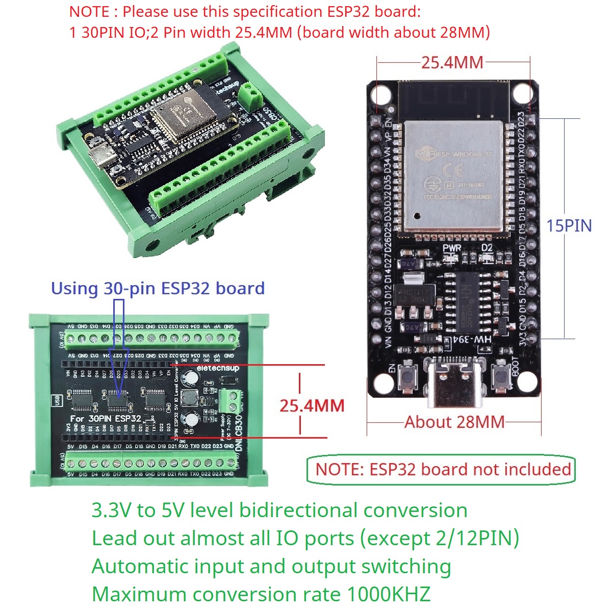 ESP32 30P DIN Rail Adapter, 3. - Level Shifter 3.3V ulasan dan harga