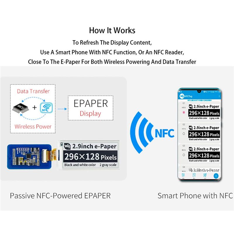 A49T  2.9 Inch Wireless NFC-Po - Display Epaper 2.9 ulasan dan harga