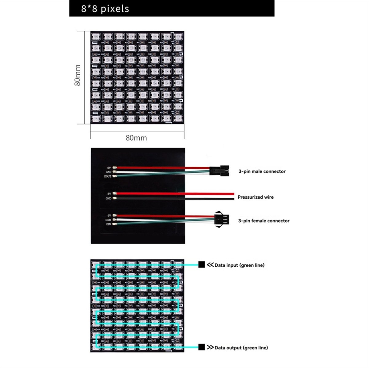 A36R WS2812B Dot Matrix Screen - Rgb Led Matrix 8X8 ulasan dan harga